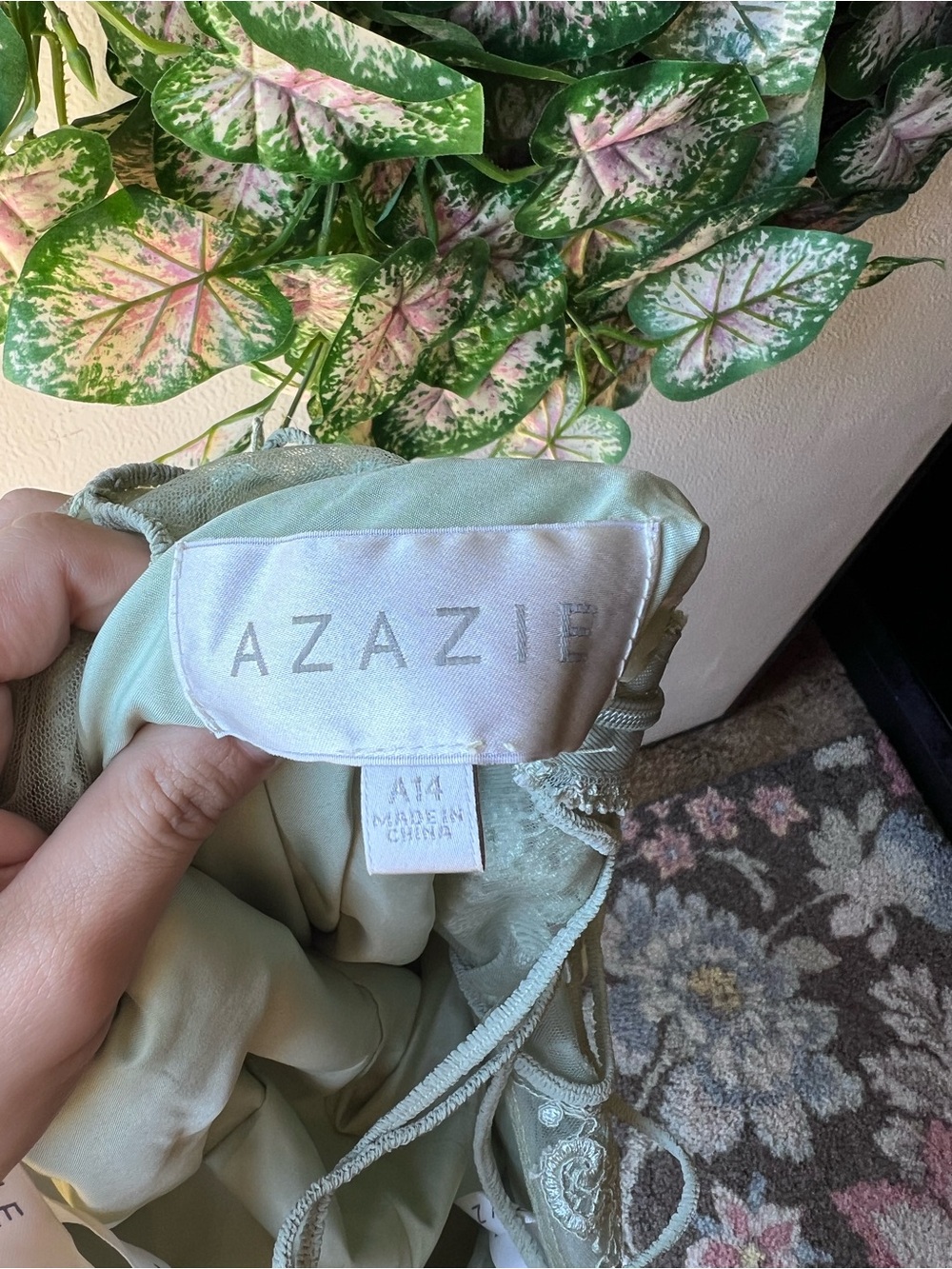Azazie Ginger Dusty Sage A-Line Halter Pleated Chiffon Dress. - Picture 3 of 16